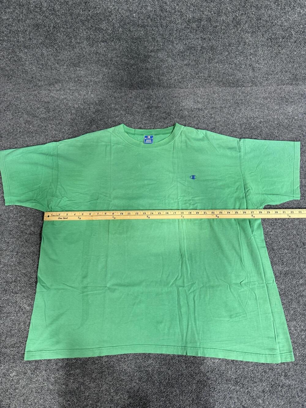 Vintage Champion Shirt Mens 2XL Green Solid Crewneck T-Shirt Tee USA Made Top - Picture 6 of 10